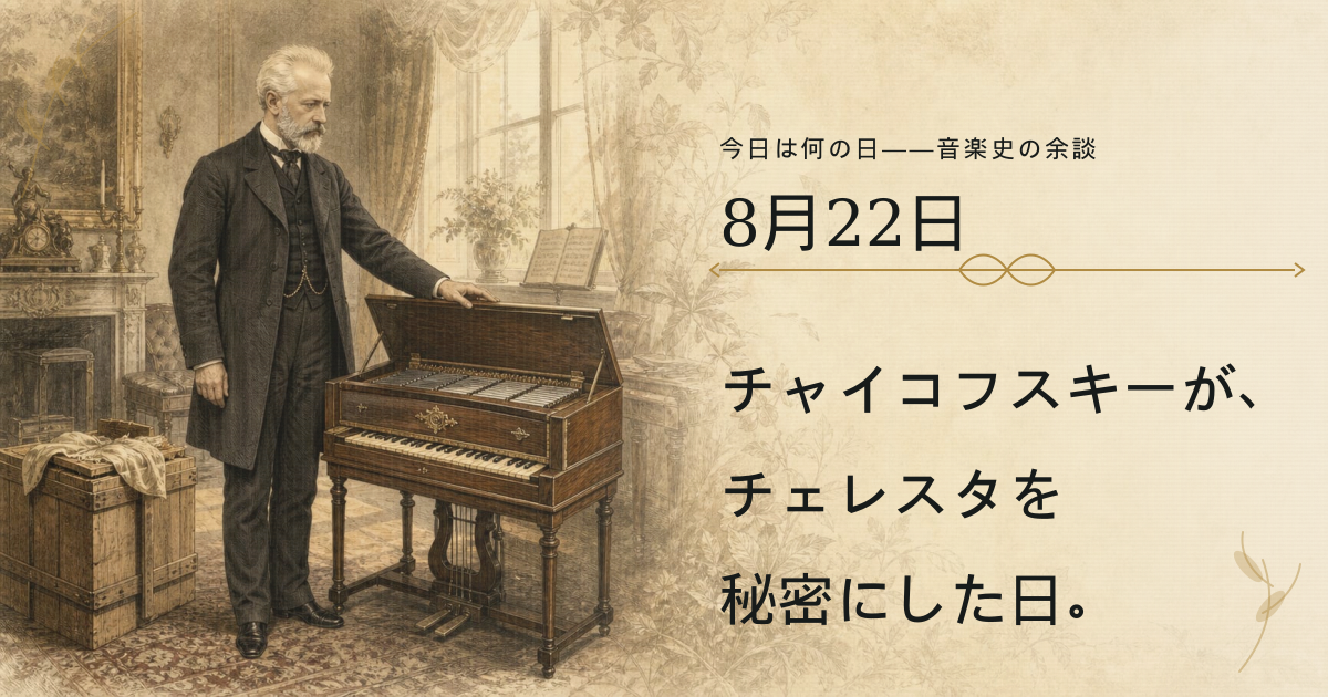 1891年のチャイコフスキーと、秘密にされたチェレスタを描いた歴史挿絵